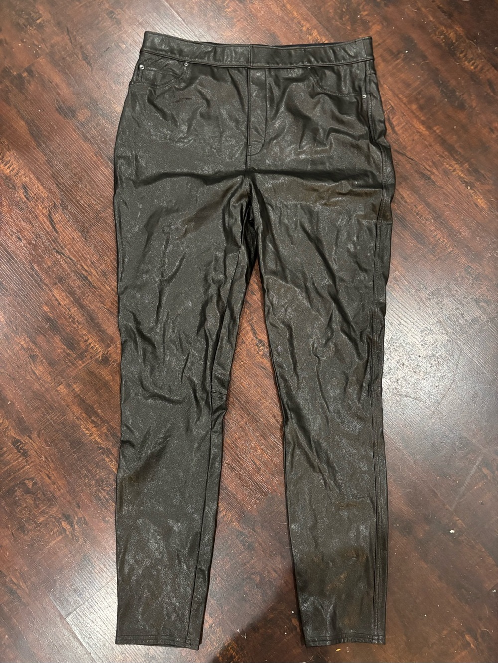 Spanx Black Faux-Leather Leggings xl